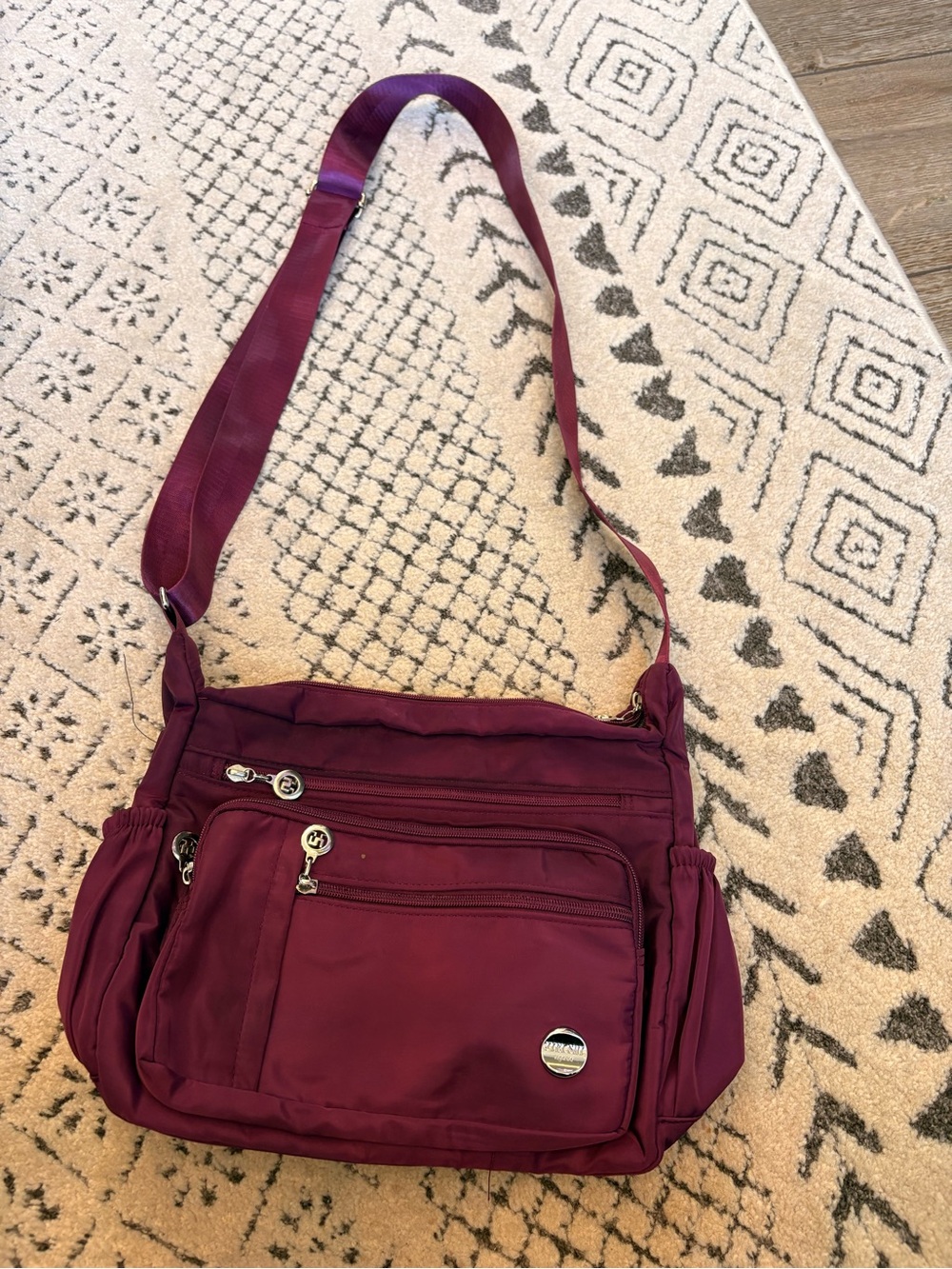 Unbranded Women's Burgundy Crossbody Organizer Bag